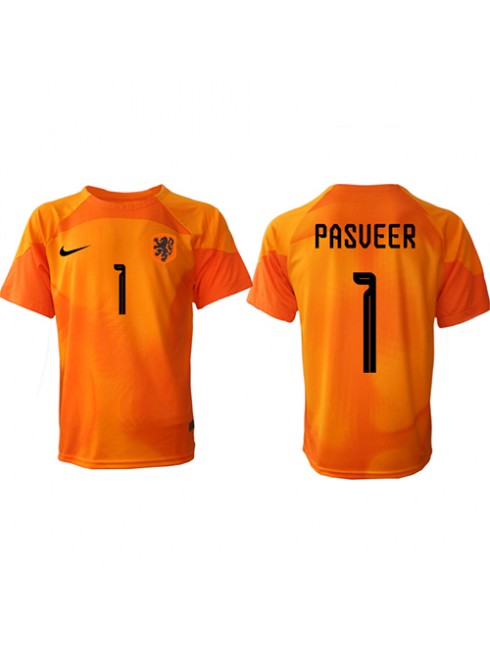 Nederländerna Remko Pasveer #1 Målvakt Replika Borta Kläder VM 2022 Kortärmad